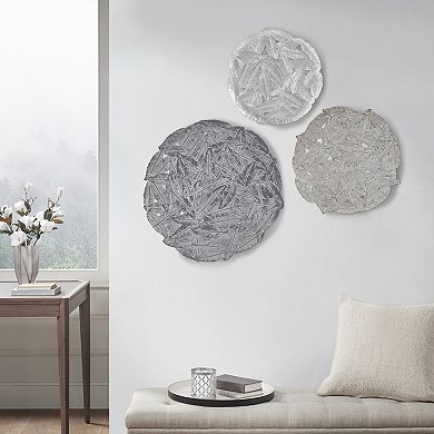 Madison Park Rosalie Feather Painted Round Wall Decor 3-piece Set