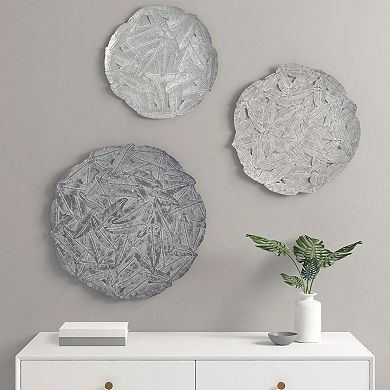 Madison Park Rosalie Feather Painted Round Wall Decor 3-piece Set