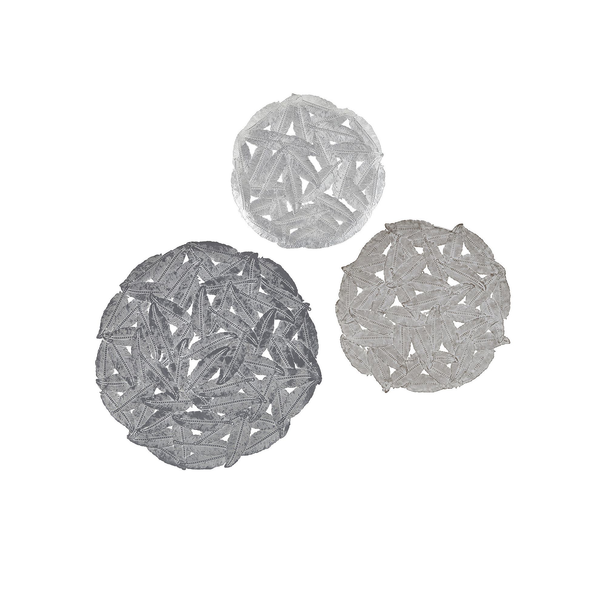Madison Park Rosalie Textured Feather Disc Metal Wall Decor 3-piece Set, Gr