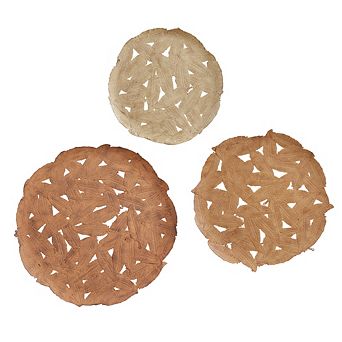Madison Park Rosalie Textured Feather Disc Metal Wall Decor 3 pc Set
