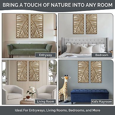 Madison Park Palms Botanical Carved Panel Wall Decor 2-piece Set