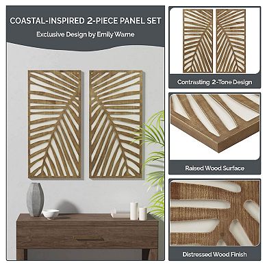 Madison Park Palms Botanical Carved Panel Wall Decor 2-piece Set