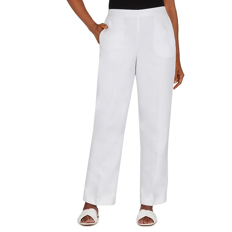 Womens Alfred Dunner Proportioned High-Rise Straight Pants, Size: 16, Whit