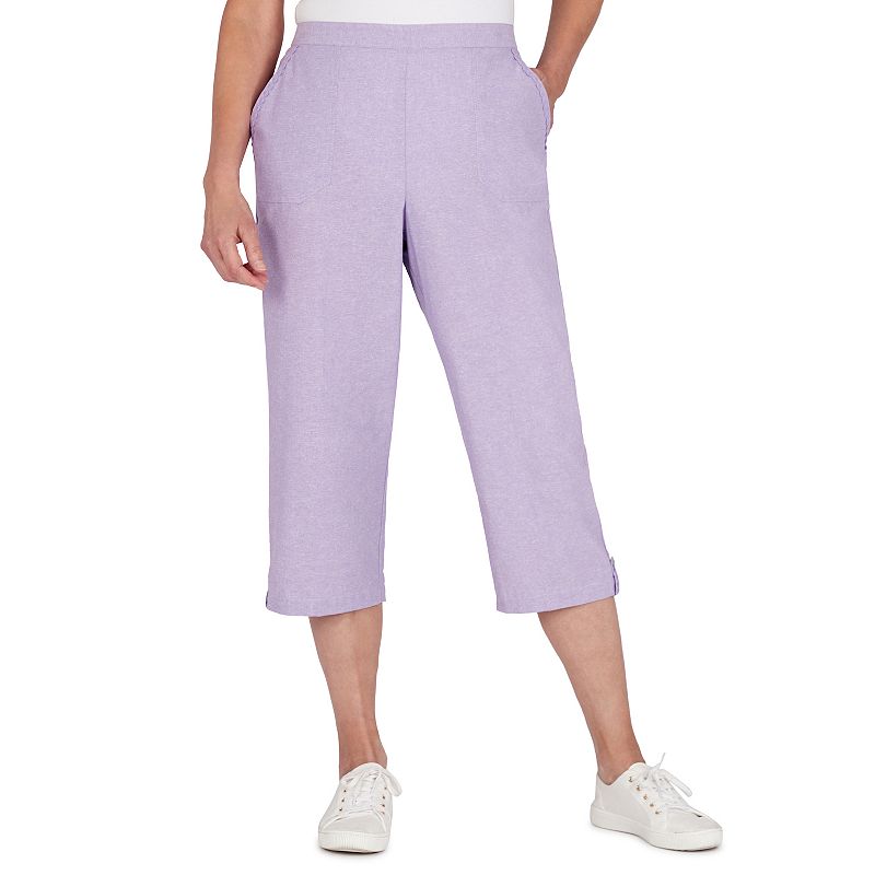 Womens Alfred Dunner Chambray Button-Tab Capri Pants, Size: 14, Lt Purple