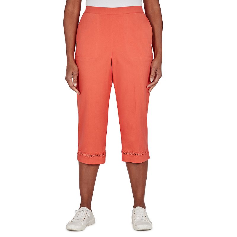 Womens Alfred Dunner Tiki Time Lace Capri Pants, Size: 10, Orange