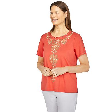 Women's Alfred Dunner Pineapple Embroidered Knit Top