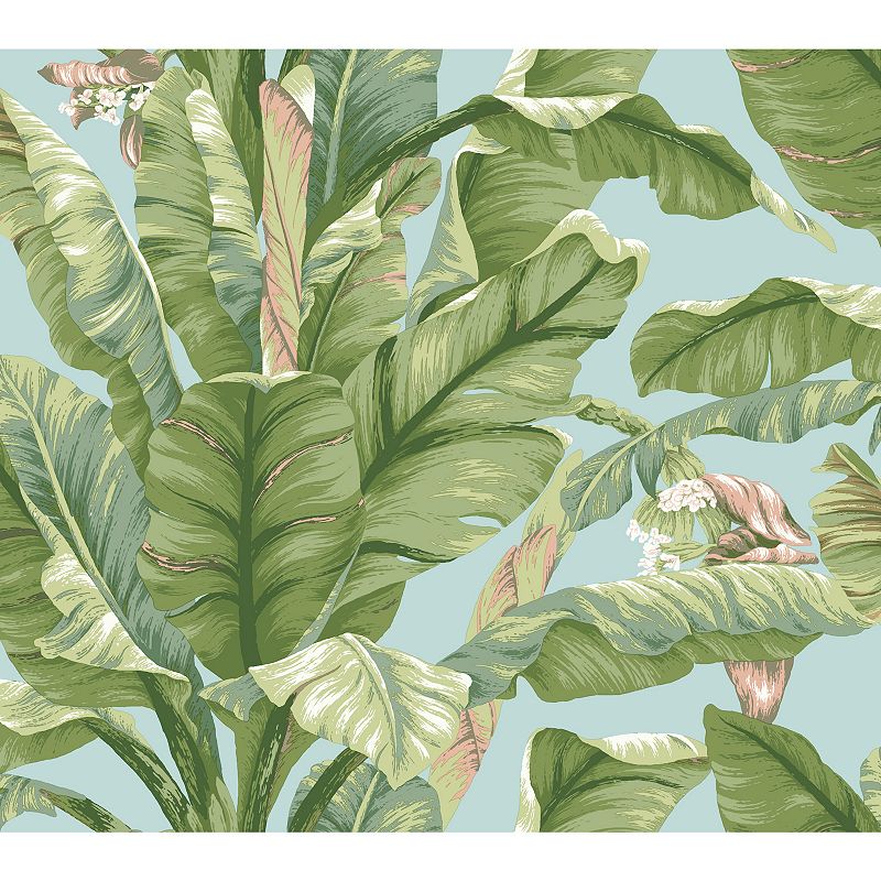 RoomMates Banana Leaf Peel & Stick Wallpaper, Blue Green