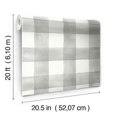 RoomMates Checkmate Watercolor Plaid Peel & Stick Wallpaper