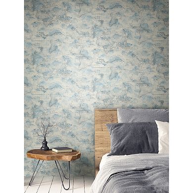RoomMates Coastal Map Peel & Stick Wallpaper