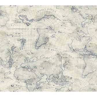 RoomMates Coastal Map Peel & Stick Wallpaper