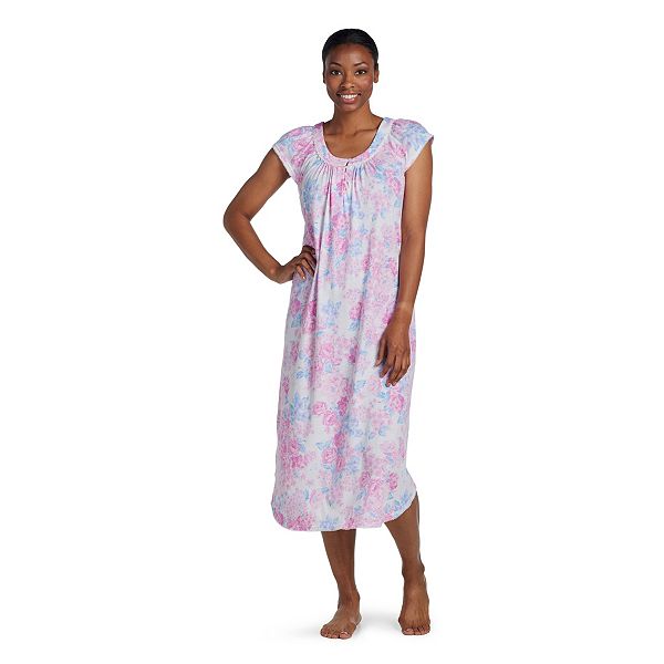 Plus Size Miss Elaine Essentials Silky Knit Long Nightgown