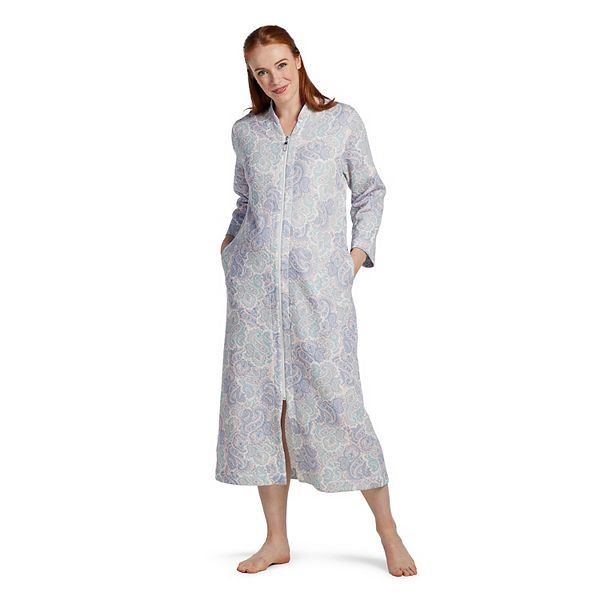 Women's Miss Elaine Essentials QuiltInKnit Long Zipper Robe