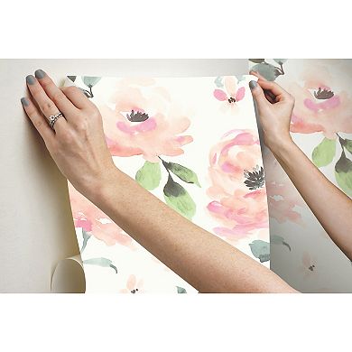 RoomMates Watercolor Blooms Peel & Stick Wallpaper