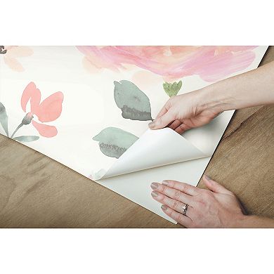 RoomMates Watercolor Blooms Peel & Stick Wallpaper