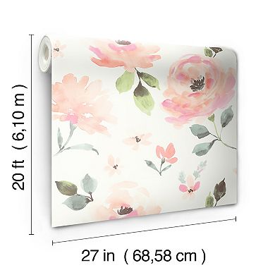 RoomMates Watercolor Blooms Peel & Stick Wallpaper