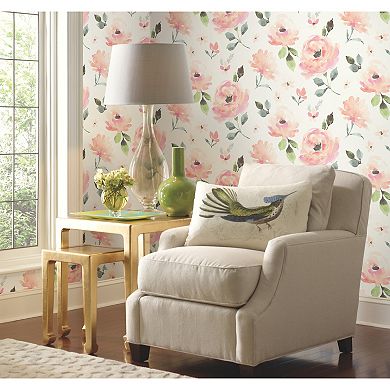 RoomMates Watercolor Blooms Peel & Stick Wallpaper