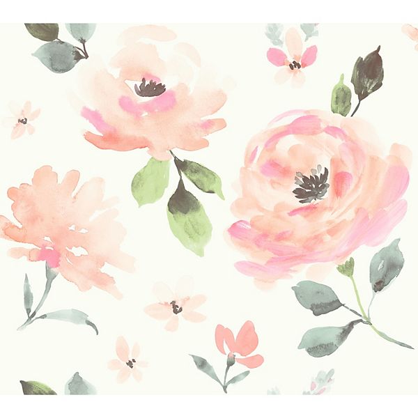 RoomMates Watercolor Blooms Peel & Stick Wallpaper
