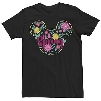 Disney's Mickey Mouse Head Floral Fill Hello Spring Men's Tee