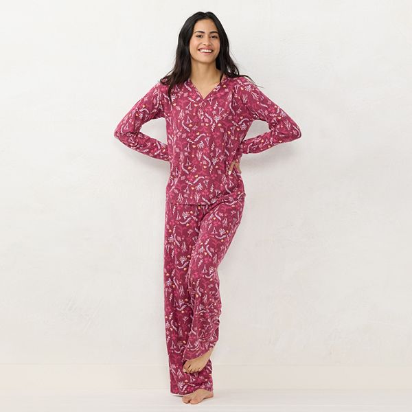 Women s LC Lauren Conrad Long Sleeve Henley Pajama Top Pajama Pants Sleep Set