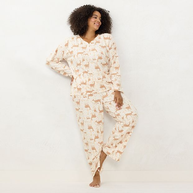 Plus Size LC Lauren Conrad Long Sleeve Henley Pajama Top & Pajama