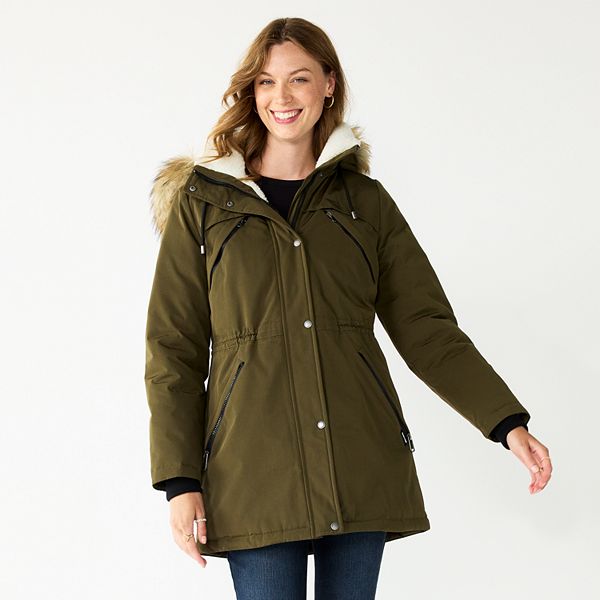 Politiebureau behuizing Telemacos Women's Nine West Hooded Sherpa & Quilted Puffer Coat
