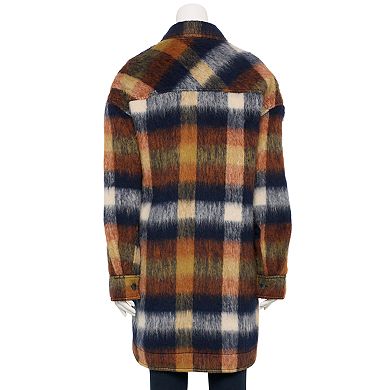 Women's Nine West Long Plaid Shacket