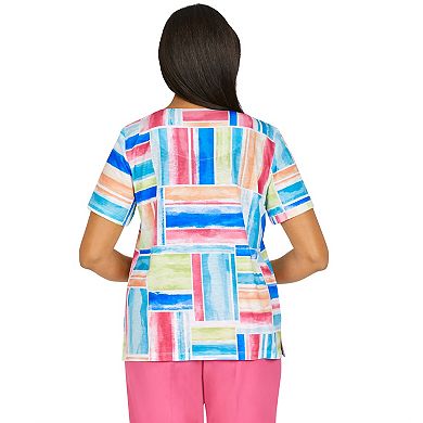 Plus Size Alfred Dunner Watercolor Patchwork Lace Top