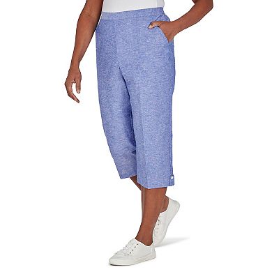 Plus Size Alfred Dunner Chambray Button-Tab Capri Pants