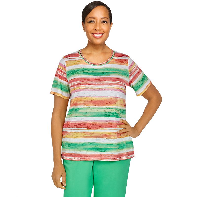 30100073 Plus Size Alfred Dunner Burnout Striped Top, Women sku 30100073