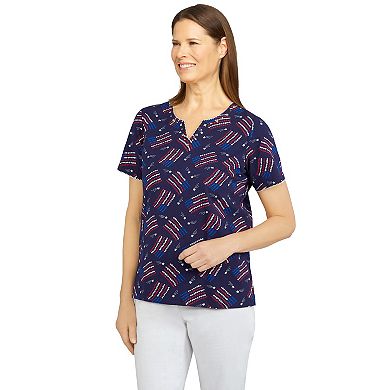 Plus Size Alfred Dunner American Dream Grand Ole Flag Print Top