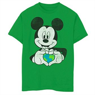 Disney's Mickey & Friends Boys 8-20 Earth Day Mickey Holding Earth Graphic Tee