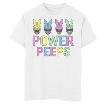 Boys 6-20 Power Rangers Group Shot Easter Bunny Ear Line Up Peeps Graphic Tee