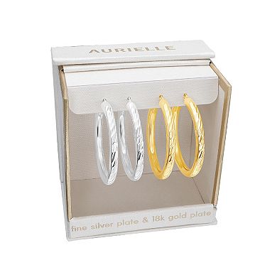 Aurielle Two Tone Textured Hoop Earrings Duo Set