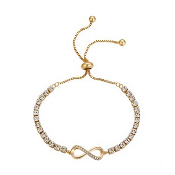 Brilliance Gold Tone Crystal Accent Infinity Adjustable Bracelet