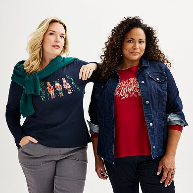 Plus Size Croft & Barrow® Holiday Motif Graphic Tee