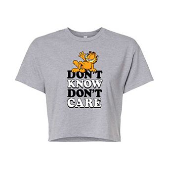 Juniors' Garfield Don't Care Cropped Tee