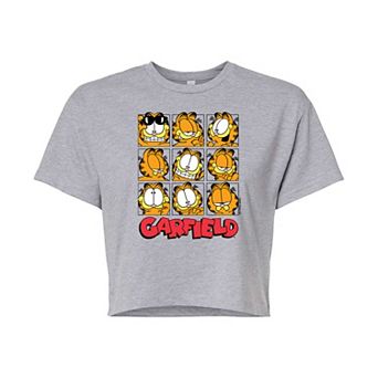 Juniors' Garfield Faces Cropped Tee
