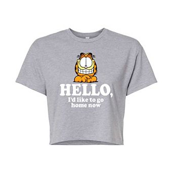 Juniors' Garfield Go Home Cropped Tee