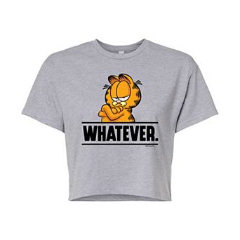 Juniors' Garfield Whatever Cropped Tee