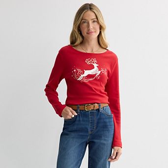 Petite Croft & Barrow® Holiday Tee