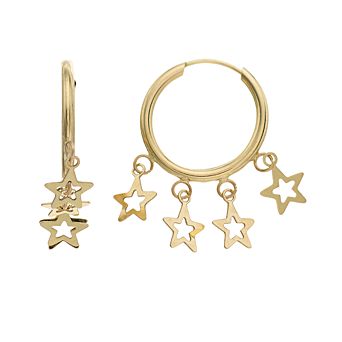 Karat Rush 14k Gold Star Dangle Hoop Earrings