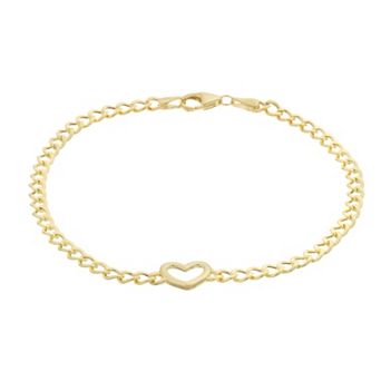 Karat Rush 14k Gold Open Heart Curb Chain Bracelet