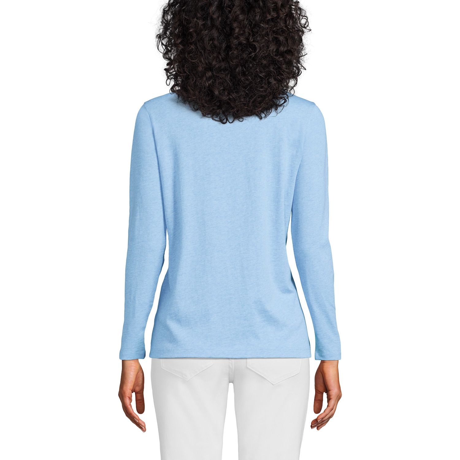 Lands' End T-shirt Donna A Maniche Lunghe Girocollo In Cotone Supima – Vestibilità Comoda, Morbida E Traspirante