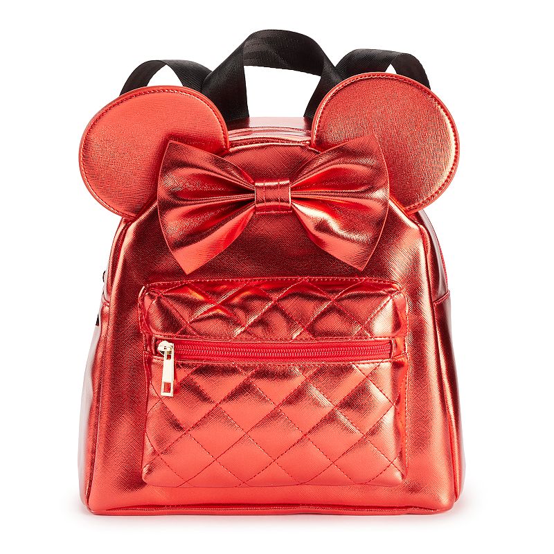 Disneys Minnie Mouse Red Metallic Backpack with 3D Ears