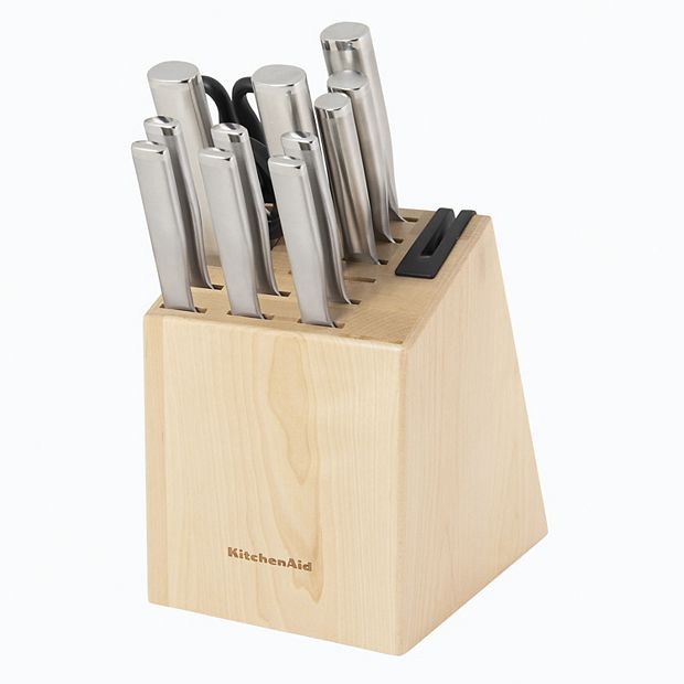 KitchenAid Gourmet 14-Piece Forged Stainless Steel Block Set with Built-in Knife Sharpener - Cutlery