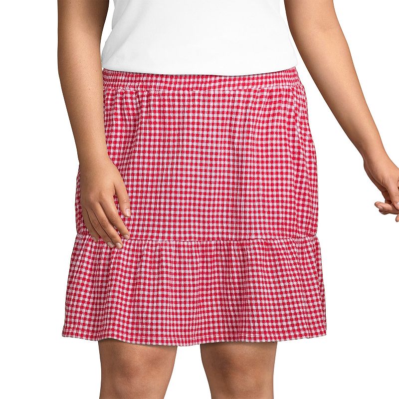 Plus Size Lands End Crinkle Pull-On Tiered Skirt, Womens, Size: 1XL