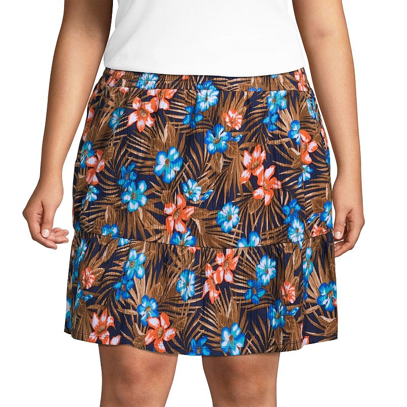 46670164 Plus Size Lands End Crinkle Pull-On Tiered Skirt,  sku 46670164