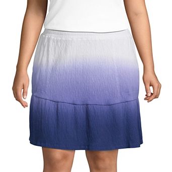 Plus Size Lands' End Crinkle Pull-On Tiered Skirt