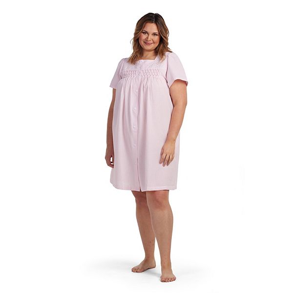 Plus Size Miss Elaine Essentials Short Snap Robe