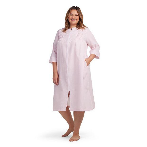 Plus Size Miss Elaine Essentials Long Zipper Robe